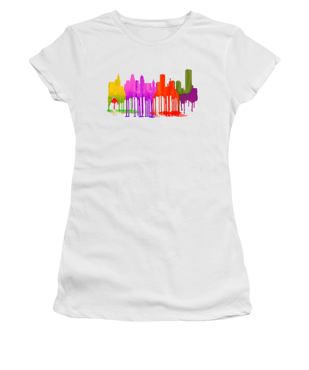 Buffalo New York Skyline Women's T-Shirt featuring the digital art Buffalo New York Skyline #9 by Marlene Watson