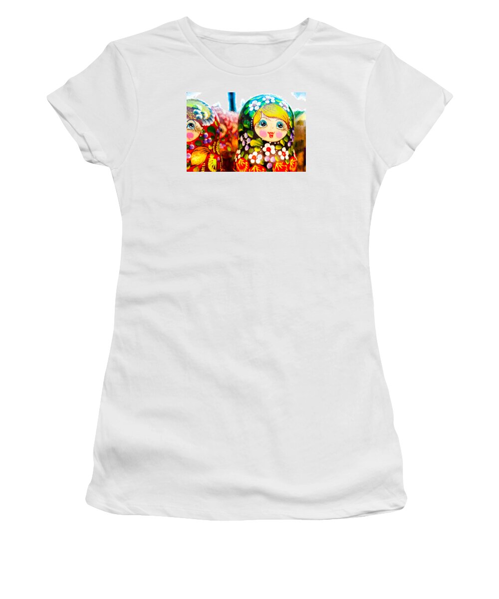 Puzzle Doll Women's T-Shirt featuring the photograph Vibrant Russian Matrushka Doll by John Williams