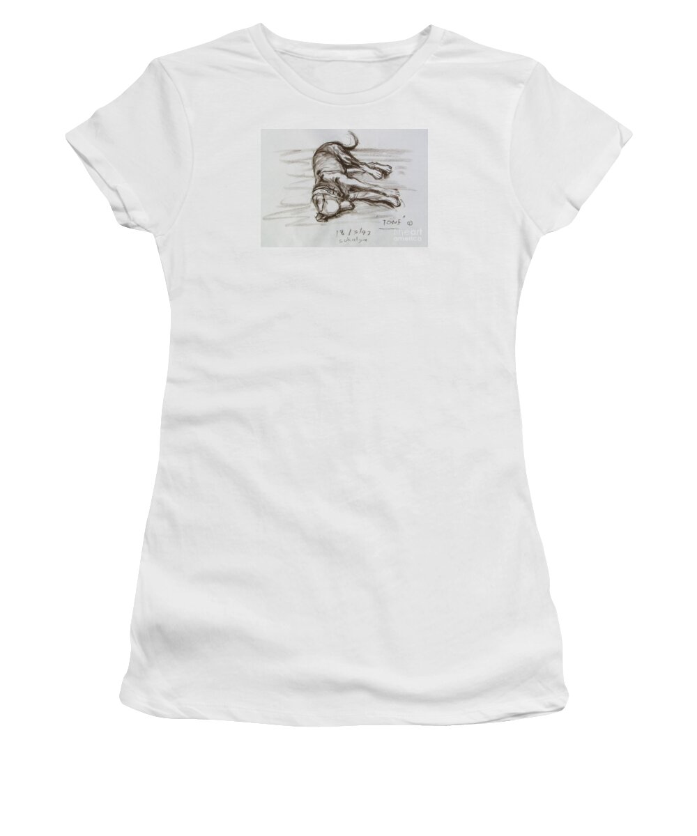 Puppy Women's T-Shirt featuring the drawing A Big Puppy by Sukalya Chearanantana