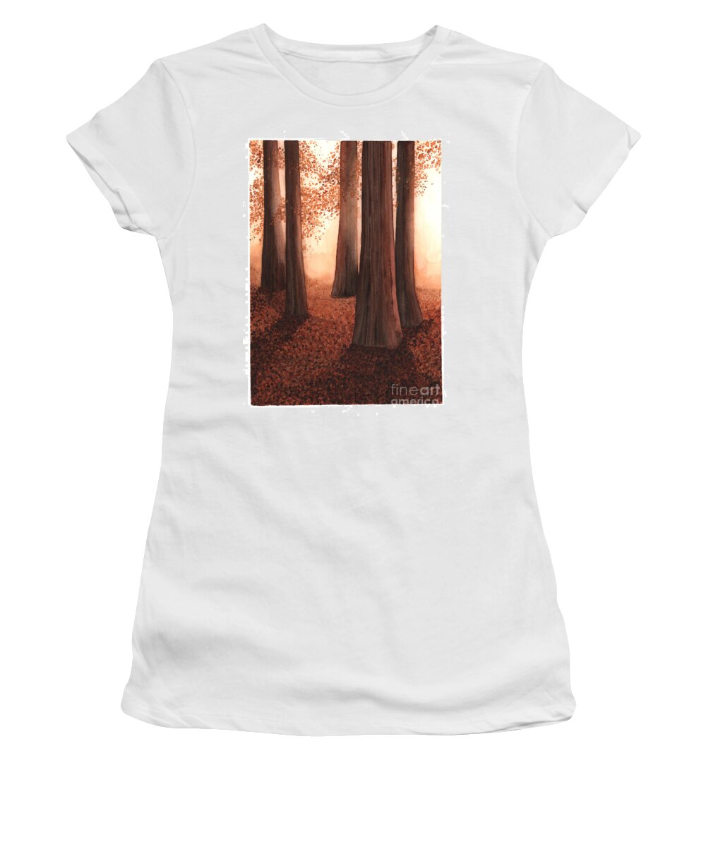 Art Women's T-Shirt featuring the painting A Light in the Woods by Hilda Wagner
