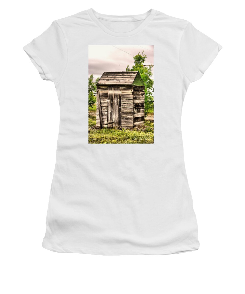 Outhouse Women's T-Shirt featuring the photograph A little time in the crapper by Jeff Swan