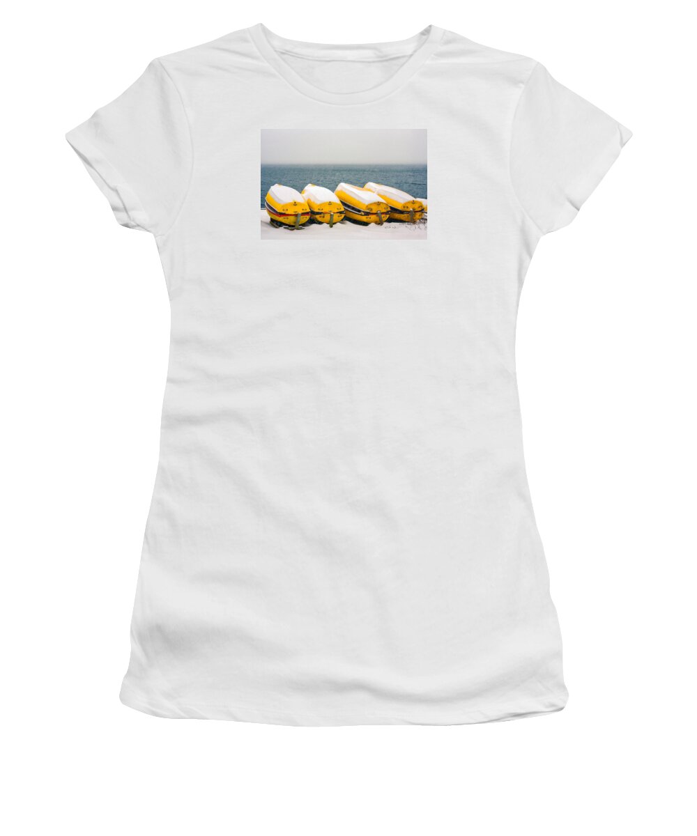 Boats Women's T-Shirt featuring the photograph A Long Winter's Nap by Todd Klassy