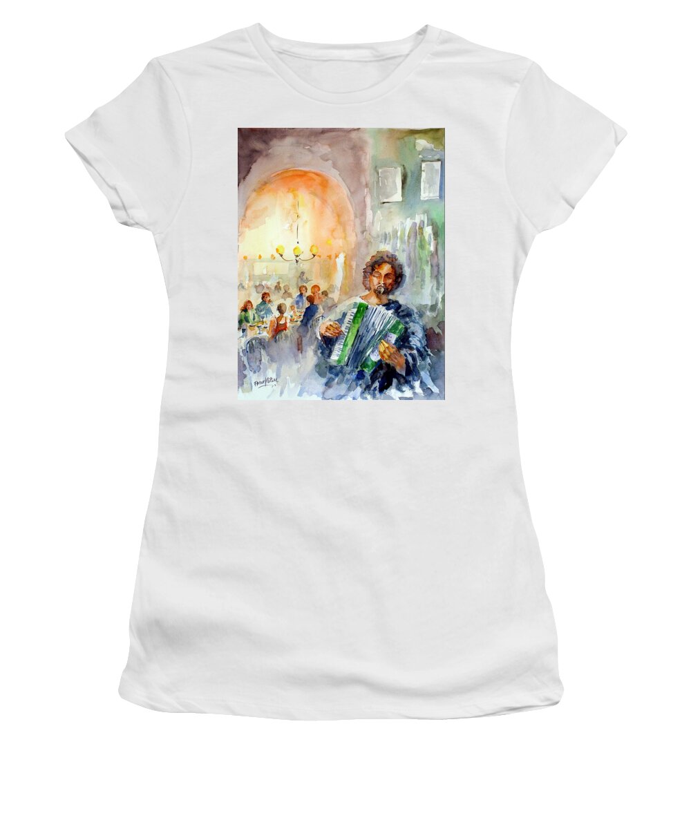 Tavern Women's T-Shirt featuring the painting A night at the tavern by Faruk Koksal