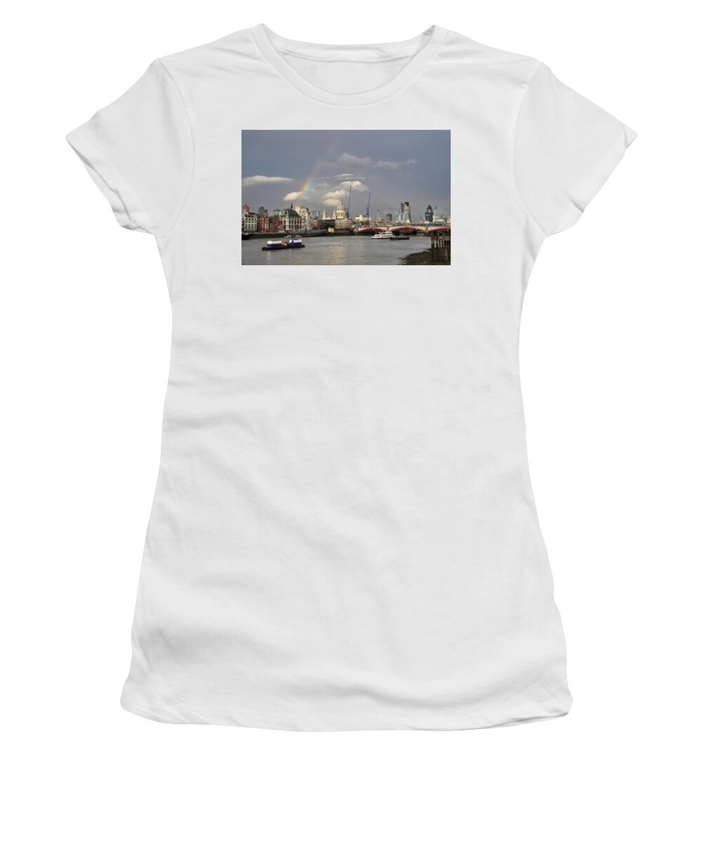London Women's T-Shirt featuring the photograph A rainbow over London by Dutourdumonde Photography