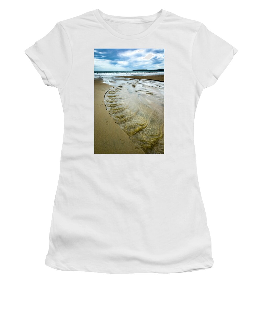 California Women's T-Shirt featuring the photograph A tidal pool empties into the Pacific Ocean at Point Reyes Calif by Joe Doherty