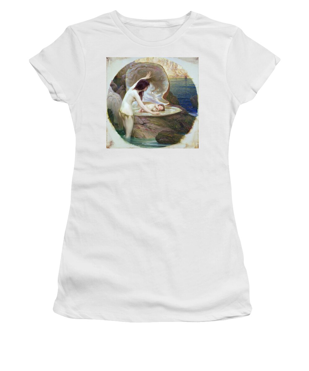 Herbert James Draper Women's T-Shirt featuring the painting A Water Baby by Herbert James Draper
