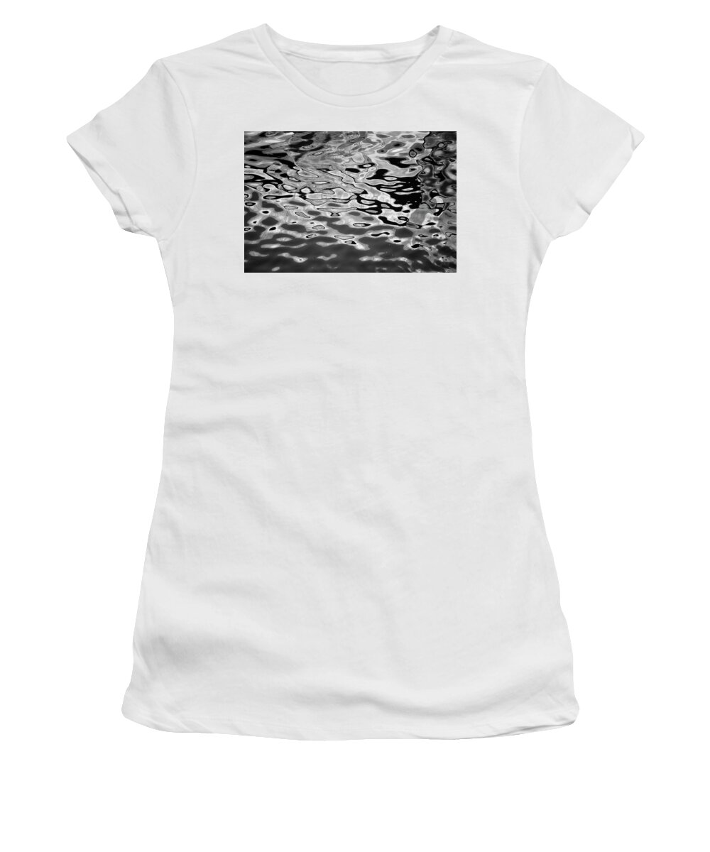 Abstract Women's T-Shirt featuring the photograph Abstract Dock Reflections I BW by David Gordon