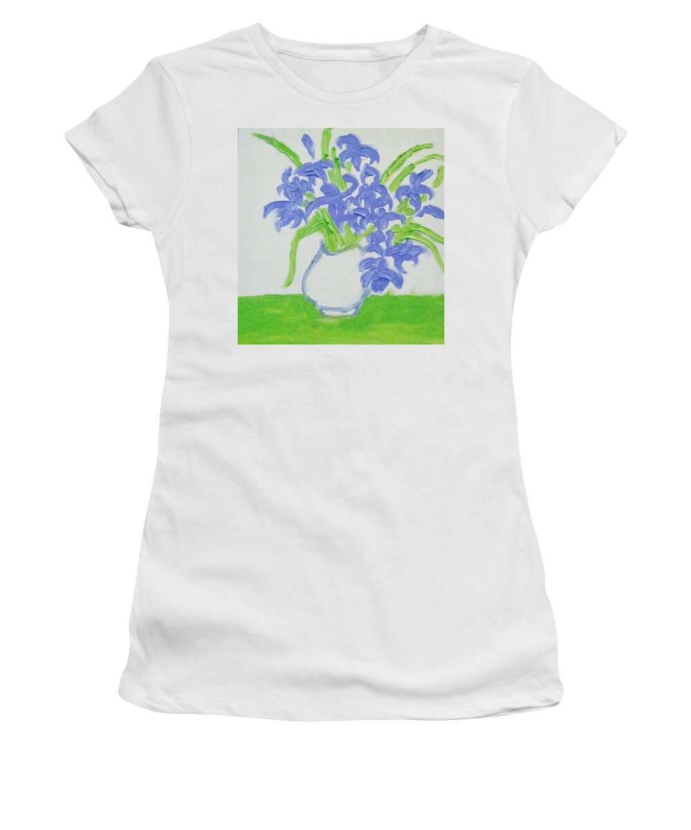  Women's T-Shirt featuring the painting Abstract iris by Hae Kim