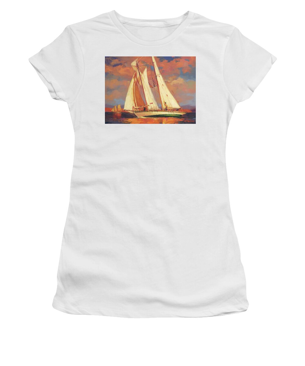 Sailboat Women's T-Shirt featuring the painting Al Fresco by Steve Henderson