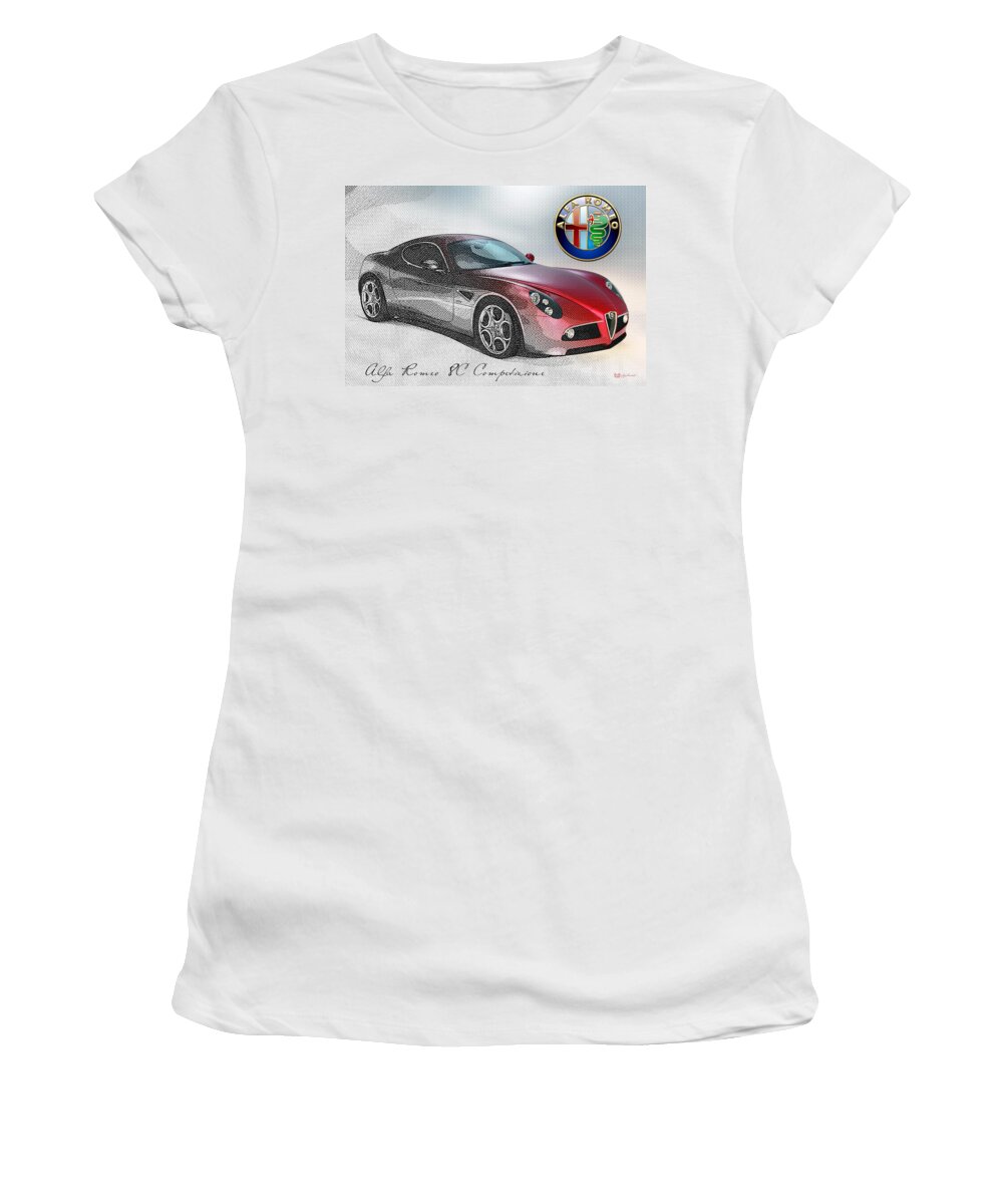 Wheels Of Fortune By Serge Averbukh Women's T-Shirt featuring the photograph Alfa Romeo 8C Competizione by Serge Averbukh