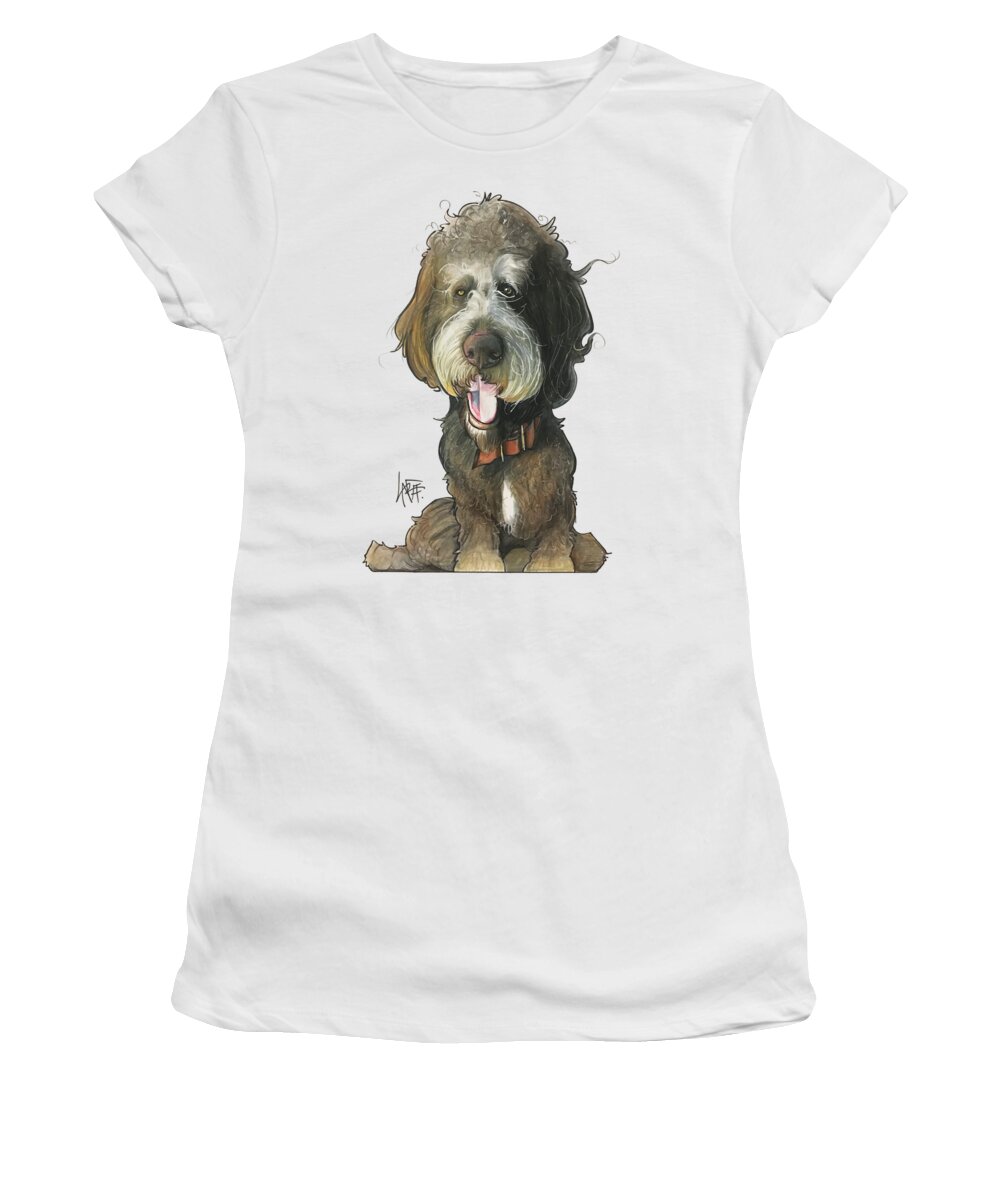 Pet Portrait Women's T-Shirt featuring the drawing Allen 3233 by Canine Caricatures By John LaFree