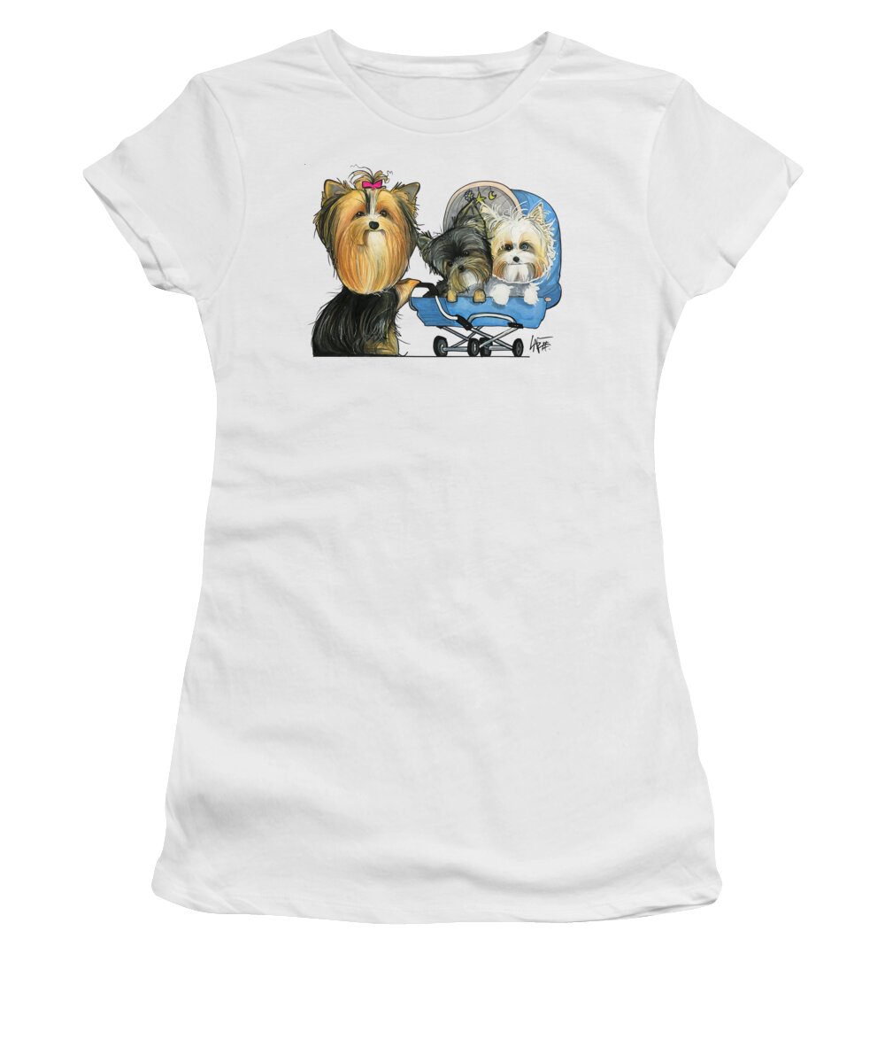 Yorkie Women's T-Shirt featuring the drawing Aloia 3756 by Canine Caricatures By John LaFree