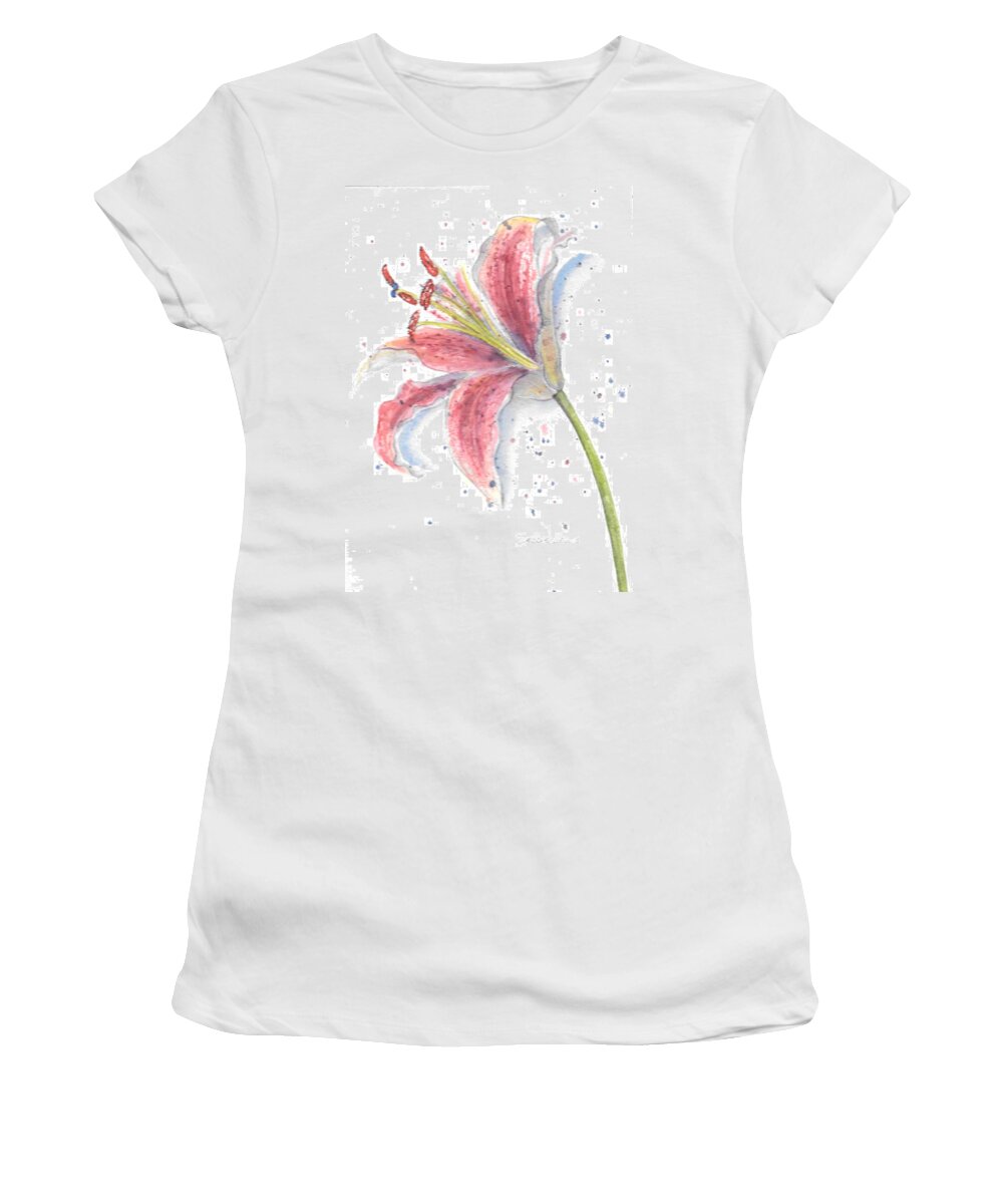 Watercolor Flower Women's T-Shirt featuring the painting Amaryllis by Debbie Lewis