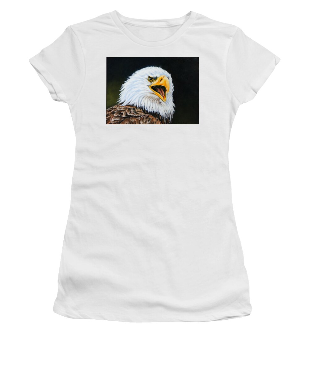 American Women's T-Shirt featuring the painting American Bald Eagle by Theresa Cangelosi