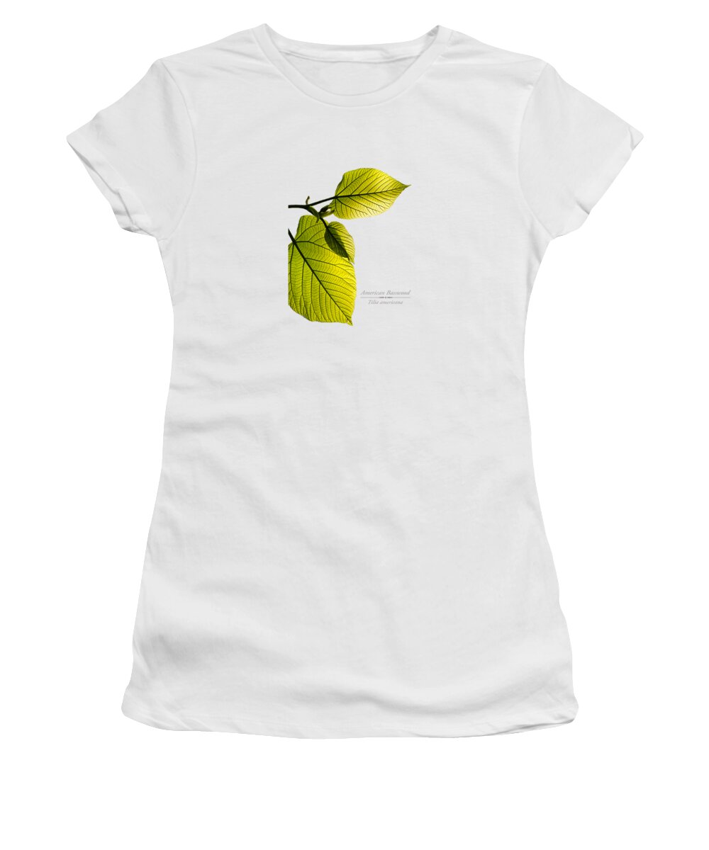 Leaves Women's T-Shirt featuring the mixed media American Basswood by Christina Rollo
