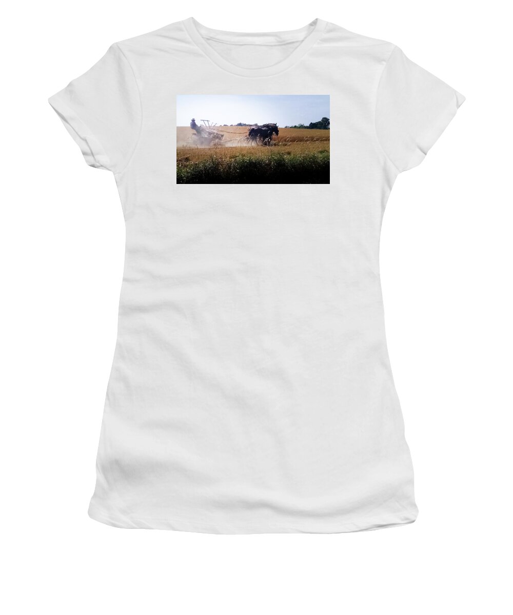 Amish Women's T-Shirt featuring the photograph Amish Harvest by George Harth