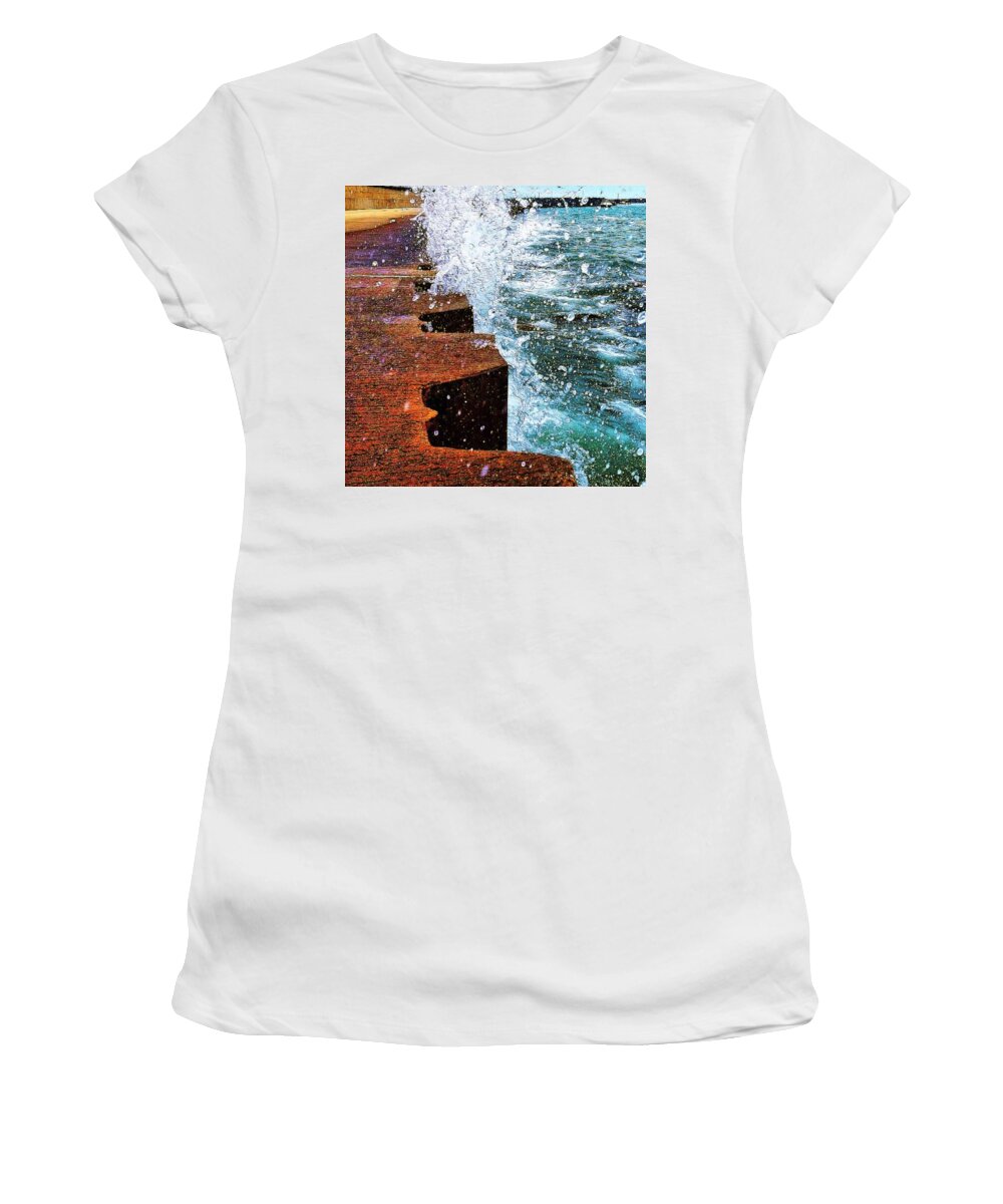Waves Women's T-Shirt featuring the photograph And Sometimes The Shear Power Of Unbridled Beauty Is Enough by Nick Heap