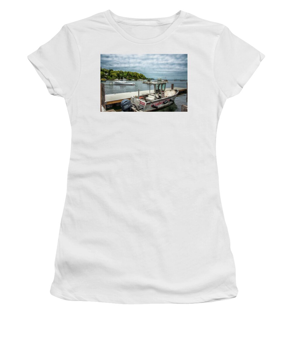 Rockport Maine Public Landing Women's T-Shirt featuring the digital art Andre by Daniel Hebard