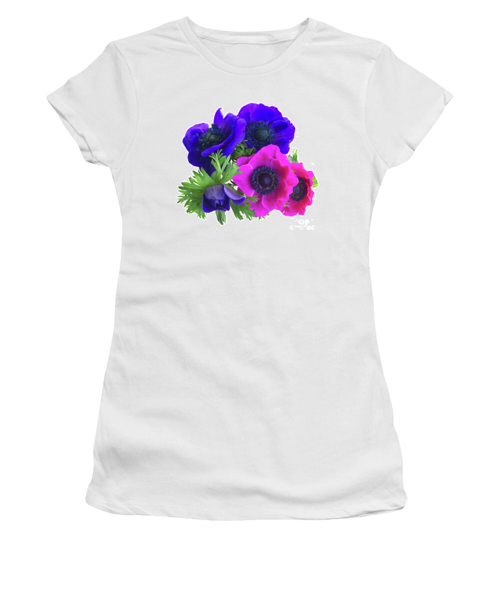 Anemone Women's T-Shirt featuring the photograph Anemones Posy by Anastasy Yarmolovich