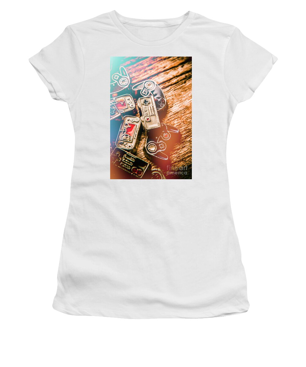Gaming Women's T-Shirt featuring the photograph Antique gaming consoles by Jorgo Photography