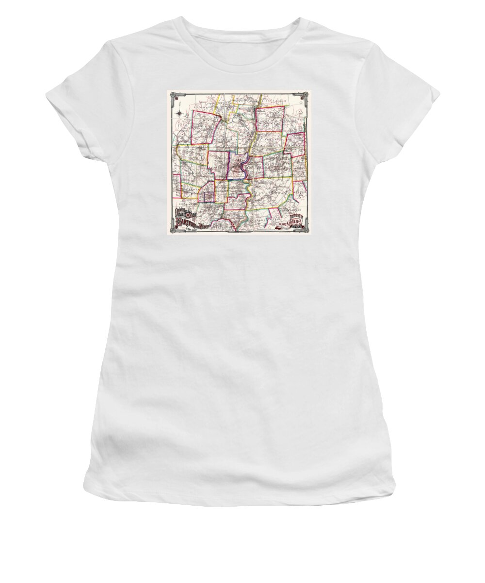 Hartford Women's T-Shirt featuring the photograph Horse Carriage Era Driving Map of Hartford Connecticut Vicinity 1884 by Phil Cardamone