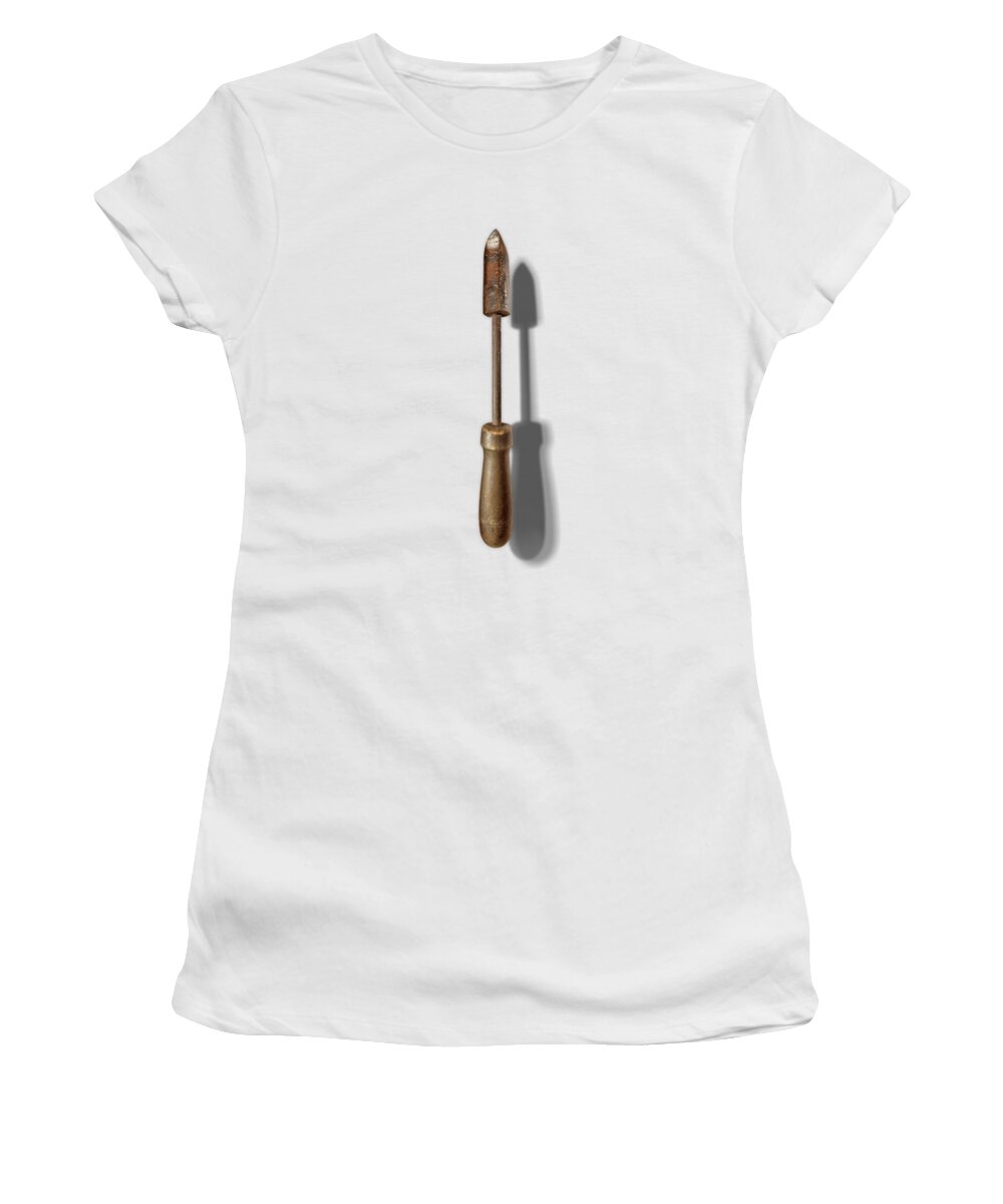 Hand Tool Women's T-Shirt featuring the photograph Antique Soldering Iron Floating on White by YoPedro