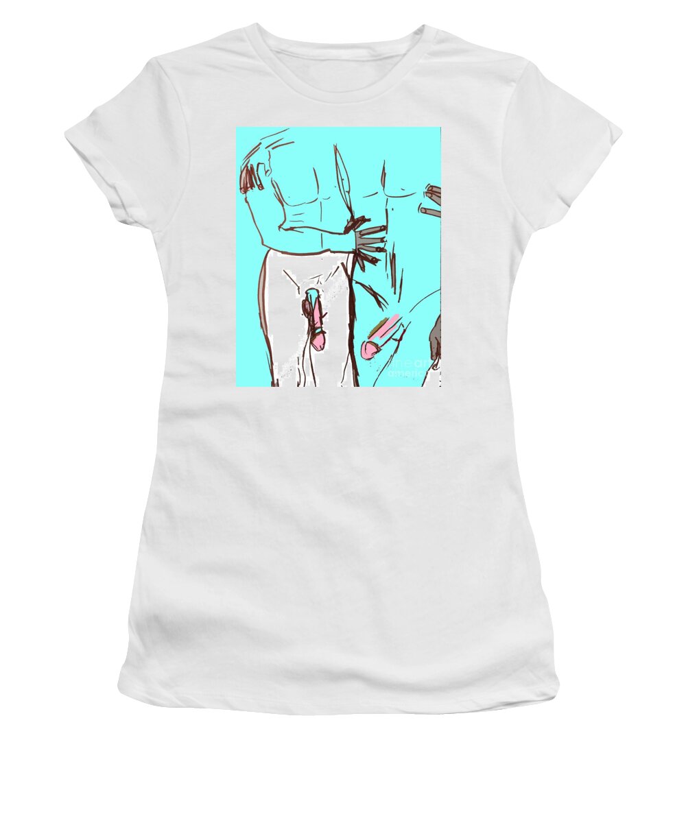 Gay Women's T-Shirt featuring the drawing Aqua by Leslie Byrne