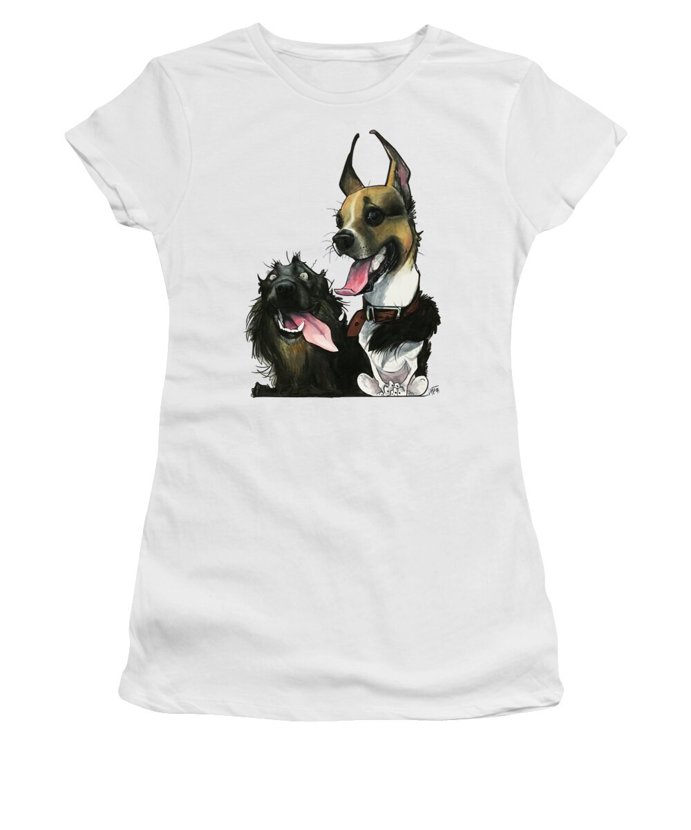 Dog Portrait Women's T-Shirt featuring the drawing Archer 3416 by Canine Caricatures By John LaFree