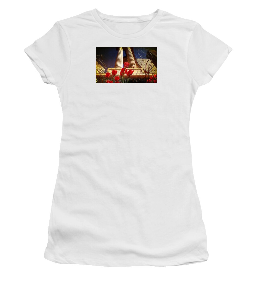 Tulips Women's T-Shirt featuring the photograph Art in the City by Milena Ilieva