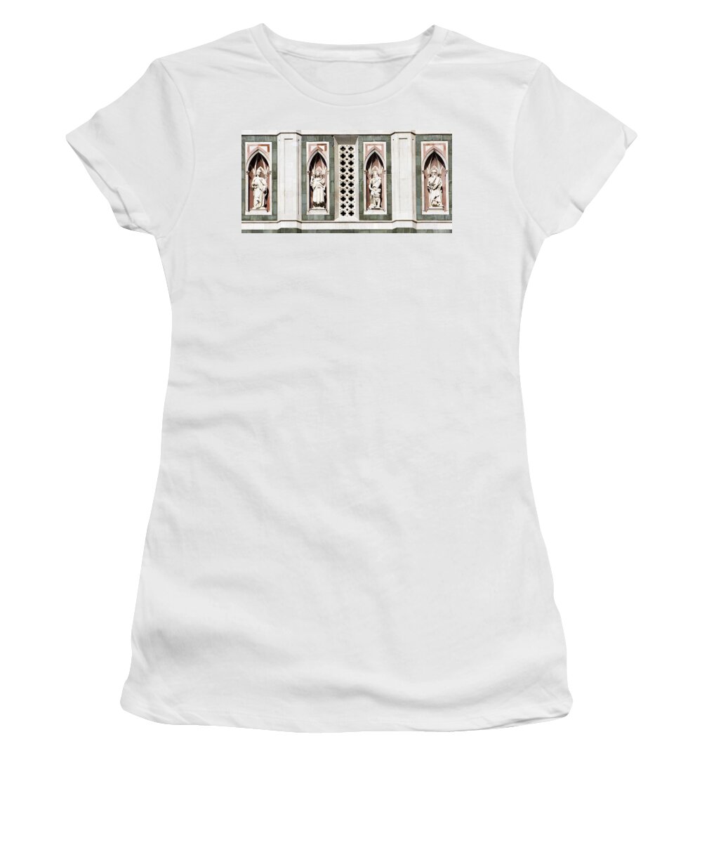 Art Women's T-Shirt featuring the photograph Art on Duomo in Florence Italy by Marilyn Hunt