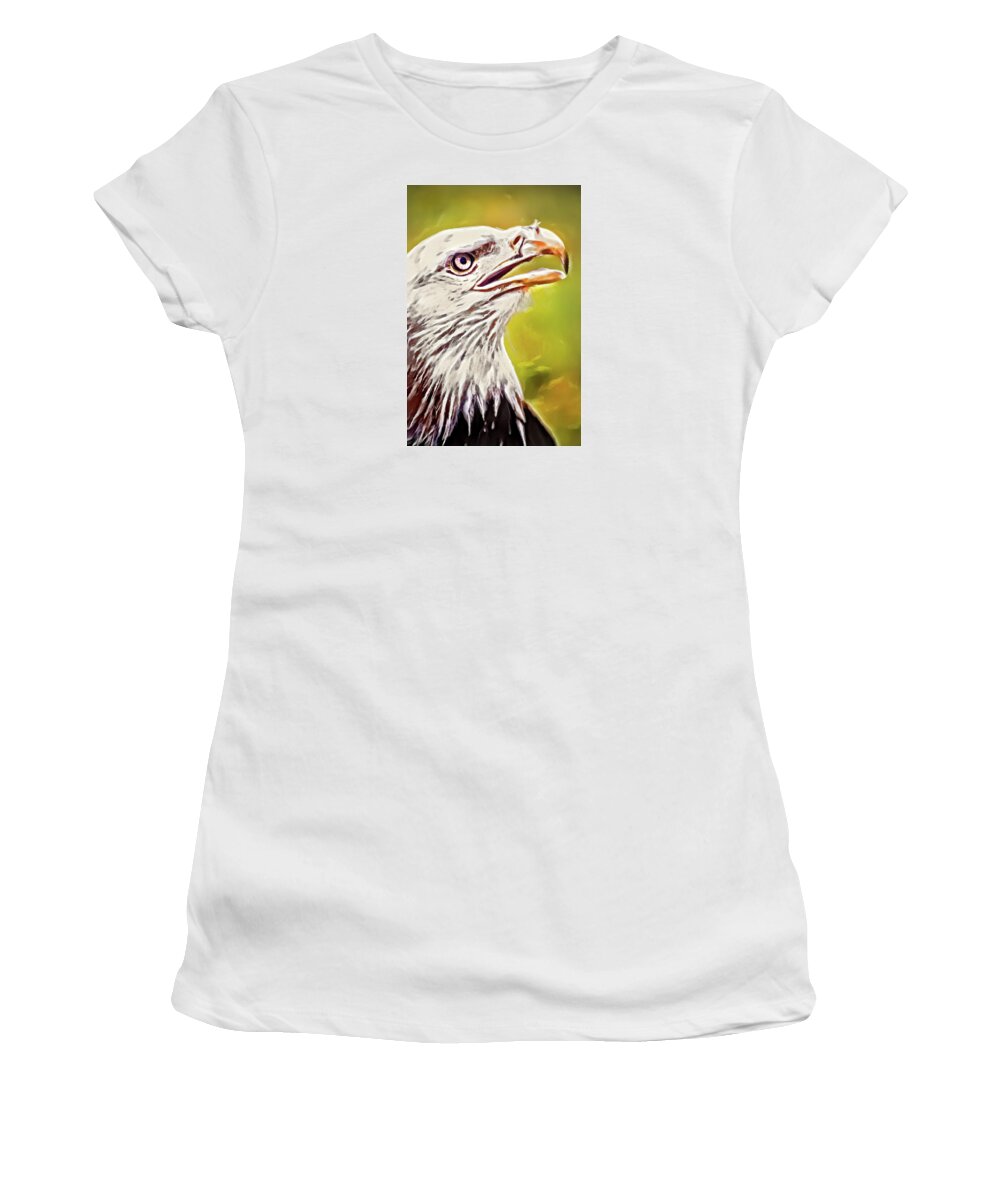 Eagle Women's T-Shirt featuring the photograph Artistic Akron Eagle by Don Johnson