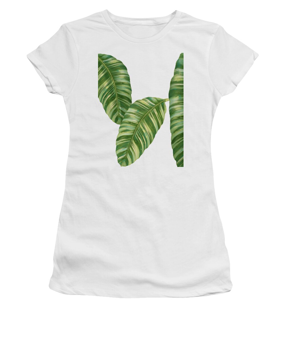 Tropical Women's T-Shirt featuring the painting Rainforest Resort - Tropical Banana Leaf by Audrey Jeanne Roberts
