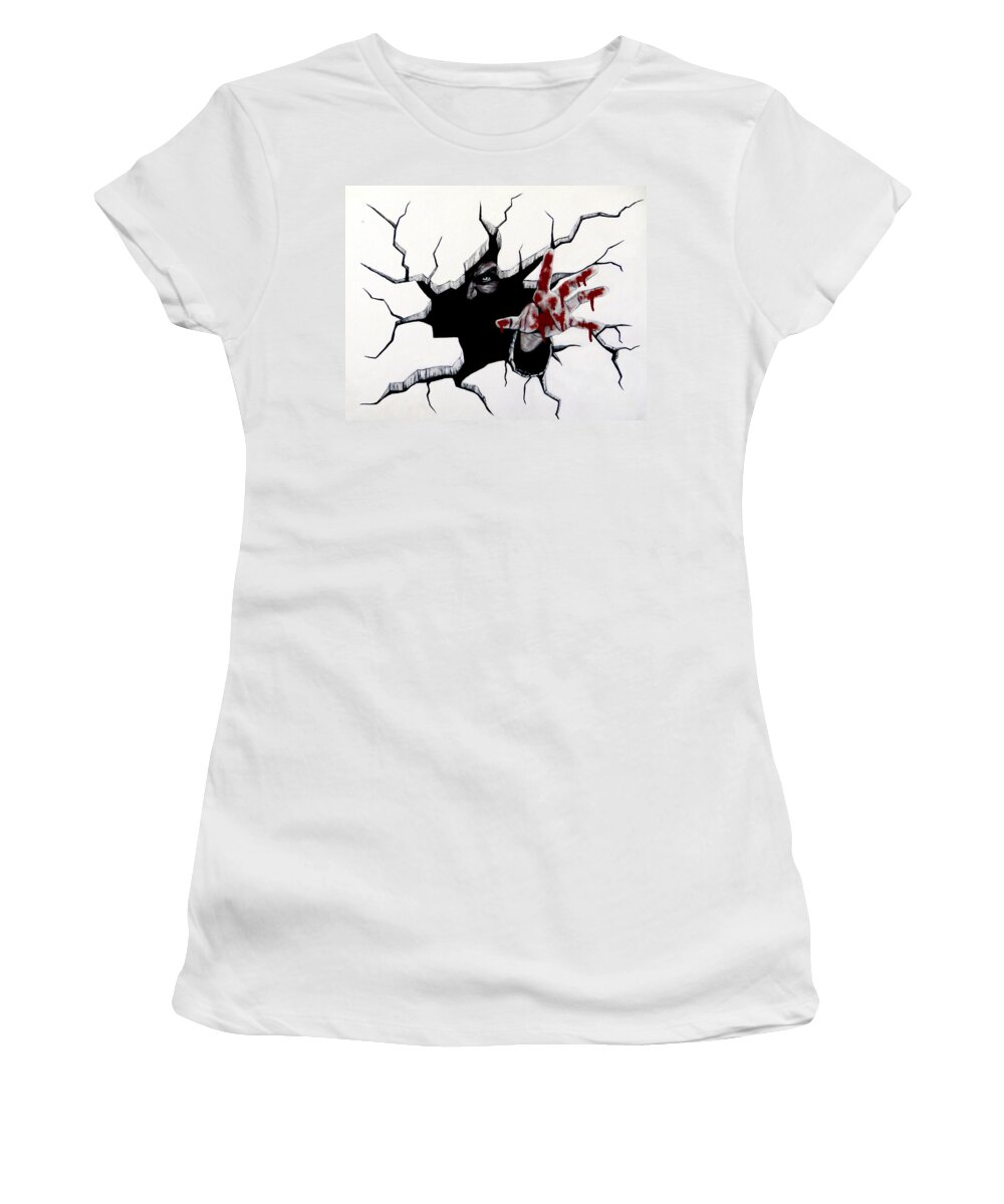 Demon Women's T-Shirt featuring the painting The Demon Inside by Teresa Wing