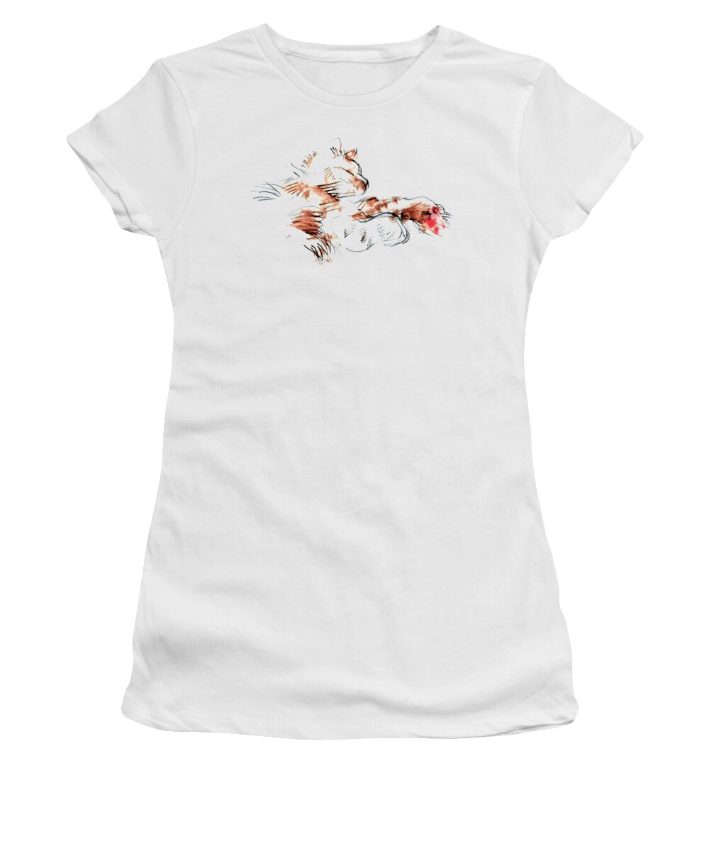 Cats Women's T-Shirt featuring the mixed media Merph Chillin' - pet portrait by Carolyn Weltman