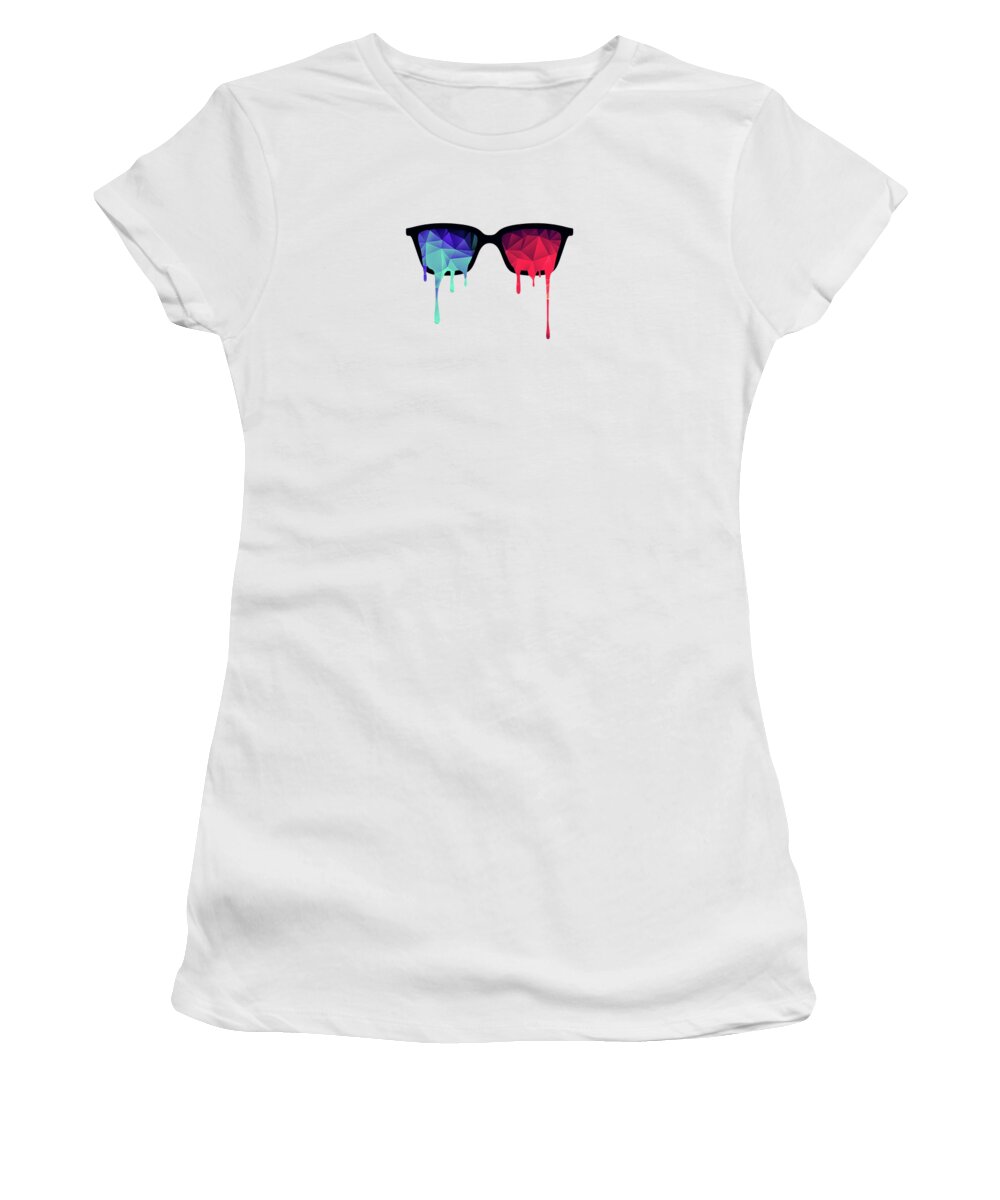 Nerd Women's T-Shirt featuring the digital art 3D Psychedelic / Goa Meditation Glasses by Philipp Rietz