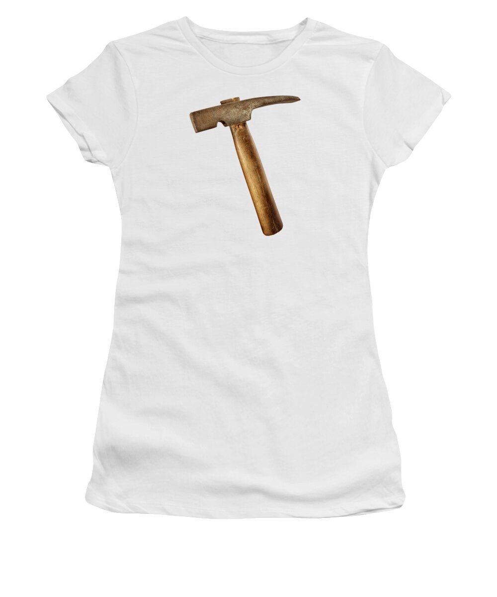 Antique Women's T-Shirt featuring the photograph Antique Plumb Masonry Hammer on Color Paper by YoPedro