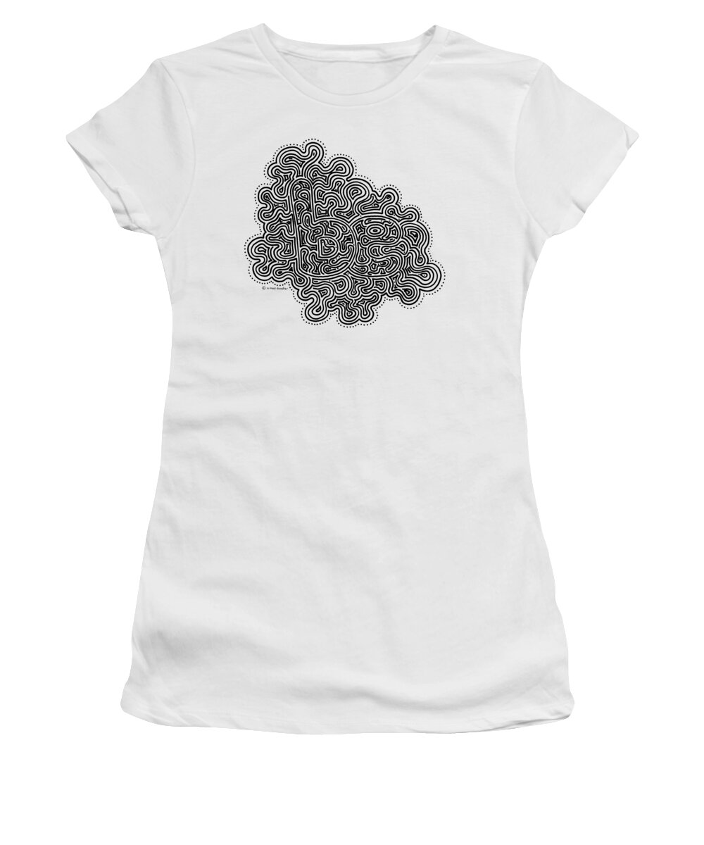 Black And White Women's T-Shirt featuring the drawing Hidden Image #22 by A Mad Doodler