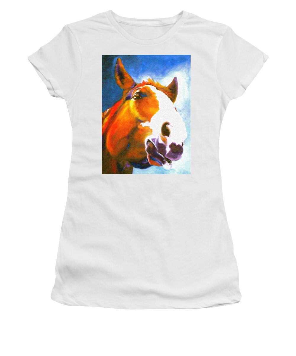  Animal Painting Paintings Women's T-Shirt featuring the painting As I Was Saying by Susan A Becker