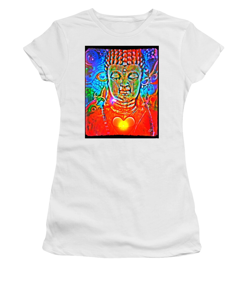 Buddha Women's T-Shirt featuring the mixed media Ascension wave by Christine Paris