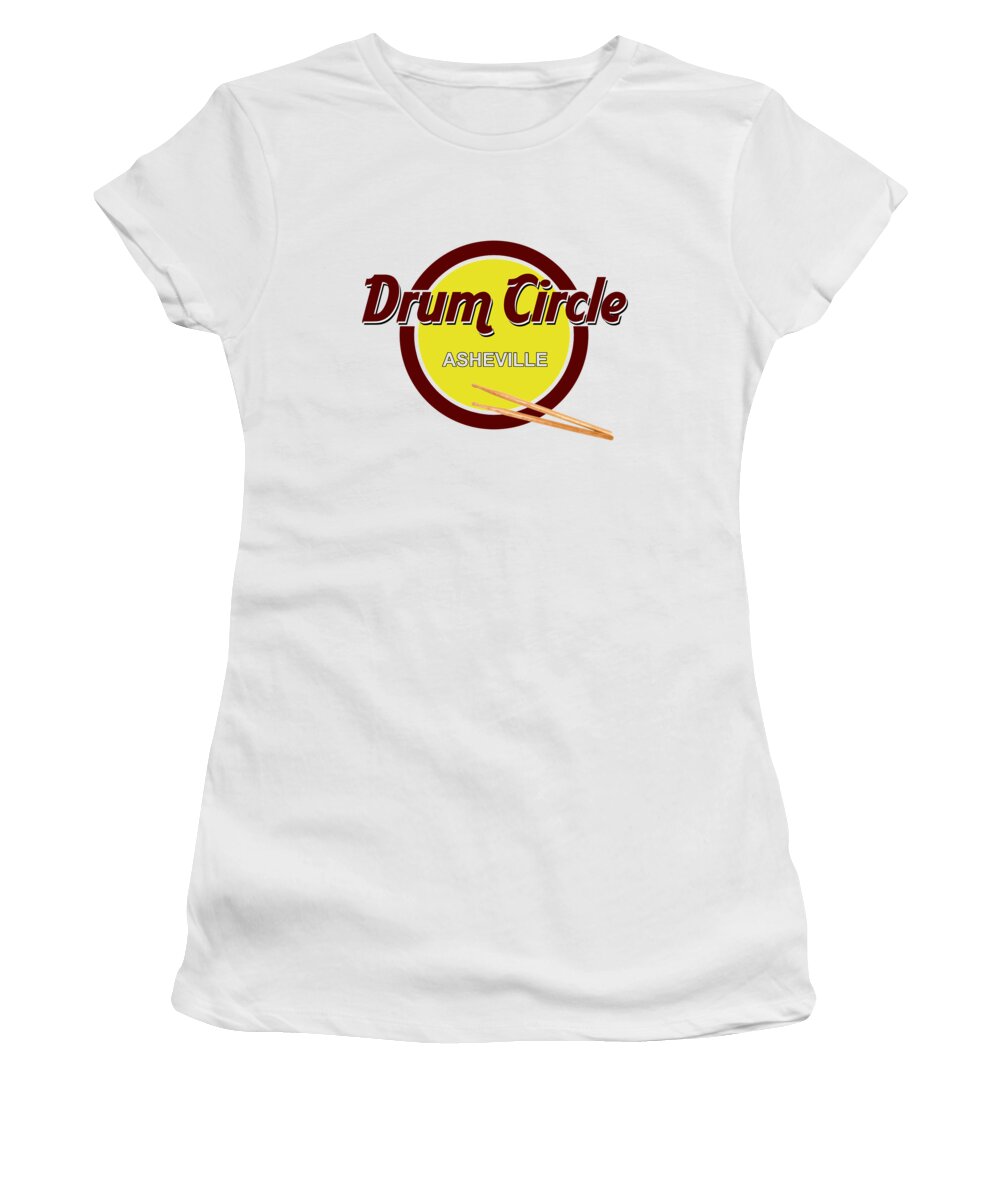Asheville Women's T-Shirt featuring the digital art Asheville Drum Circle Logo by John Haldane