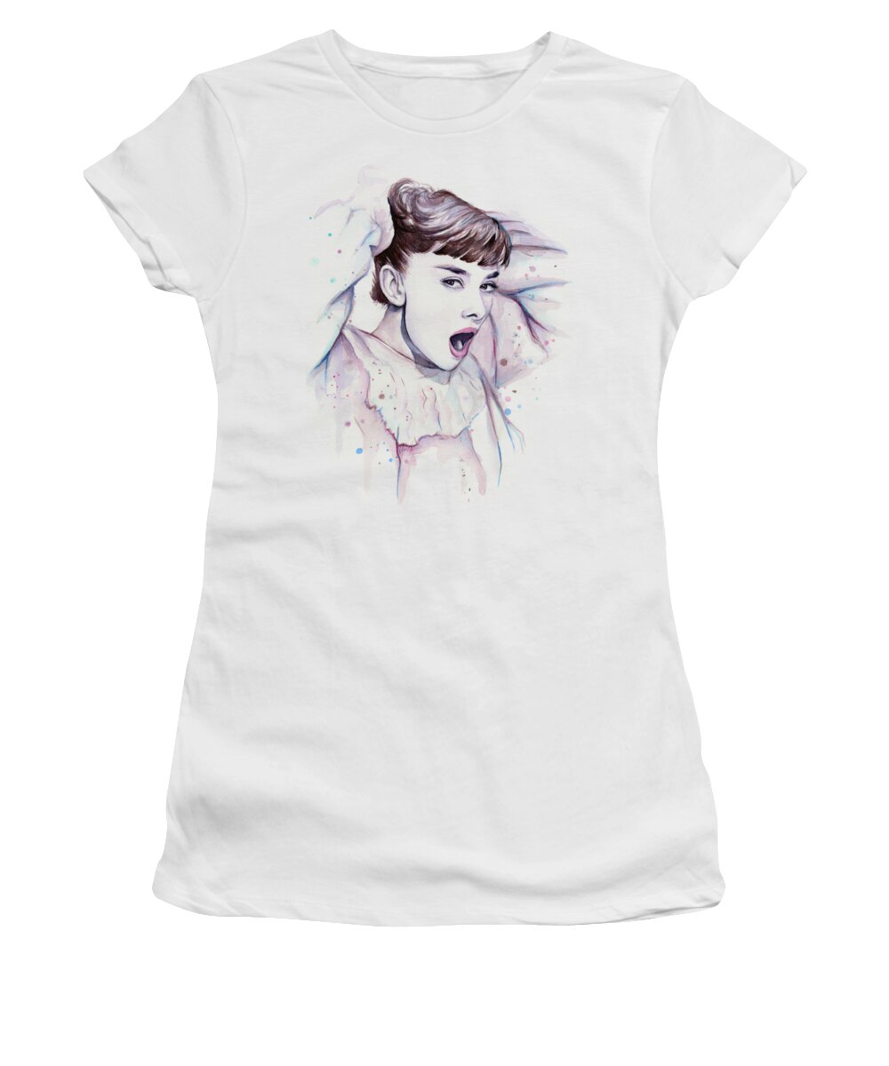Audrey Women's T-Shirt featuring the painting Audrey - Purple Scream by Olga Shvartsur