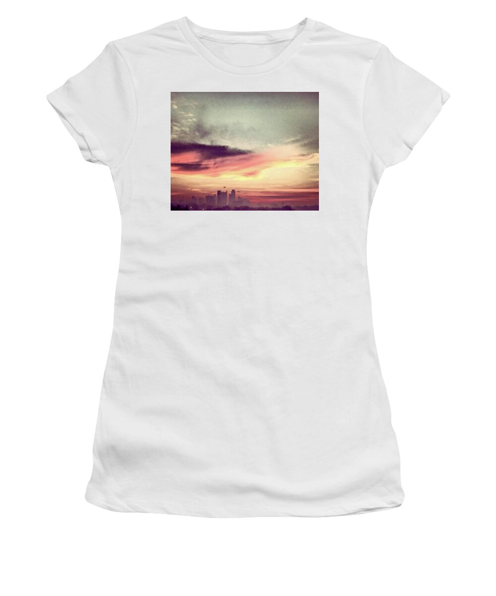 Sunrise Women's T-Shirt featuring the painting Austins Sunrise by Austin Baggett