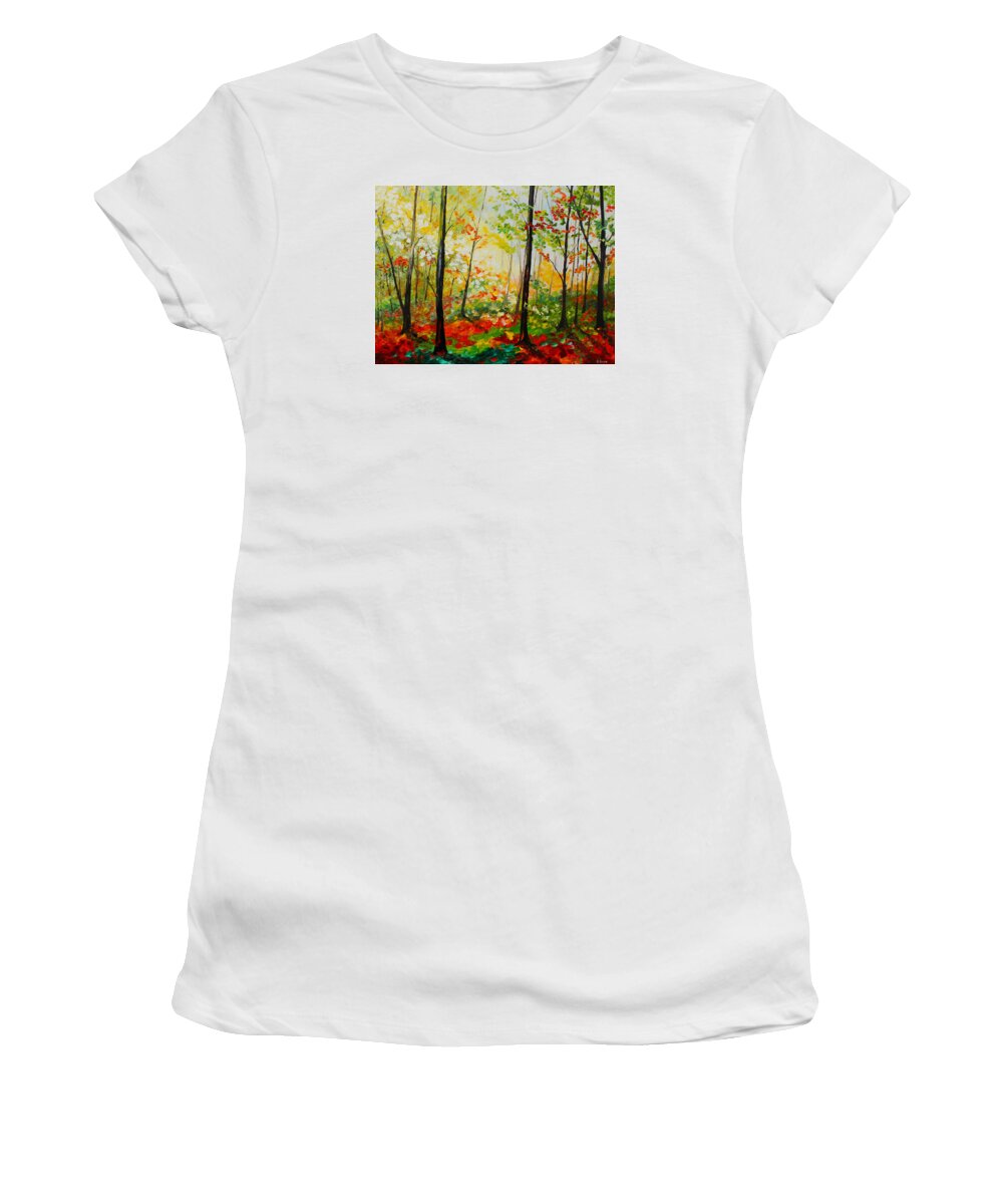 Landscape Women's T-Shirt featuring the painting Autumn Light by Kevin Brown