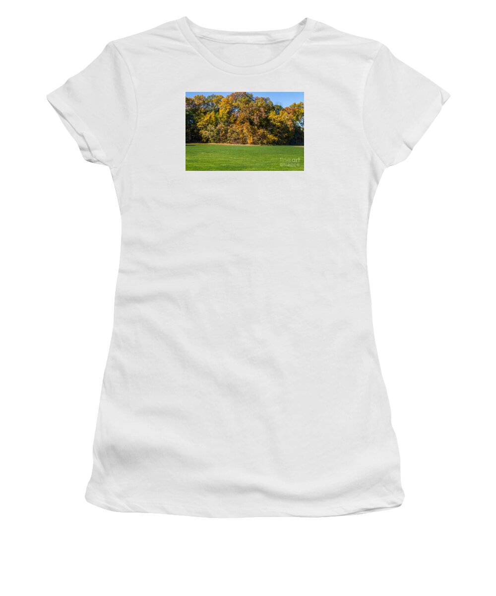 Bill Norton Women's T-Shirt featuring the photograph Autumn's Wall by William Norton