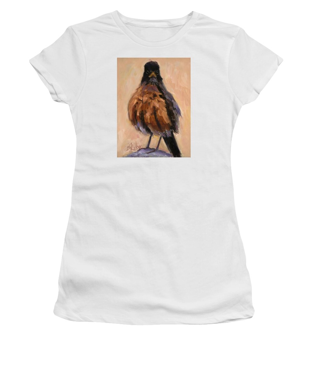 Funny Robin Women's T-Shirt featuring the painting Awol by Billie Colson