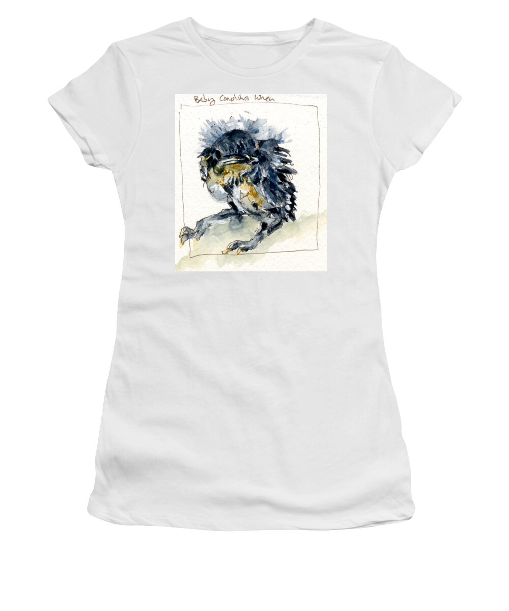 Wren Women's T-Shirt featuring the painting Baby Carolina Wren by John D Benson