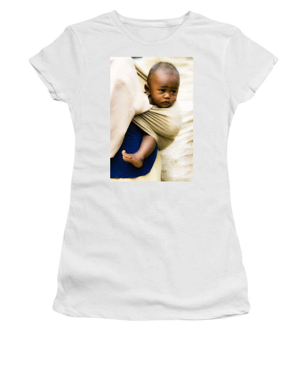Madagascar Women's T-Shirt featuring the photograph Baby in a Sling by Michele Burgess