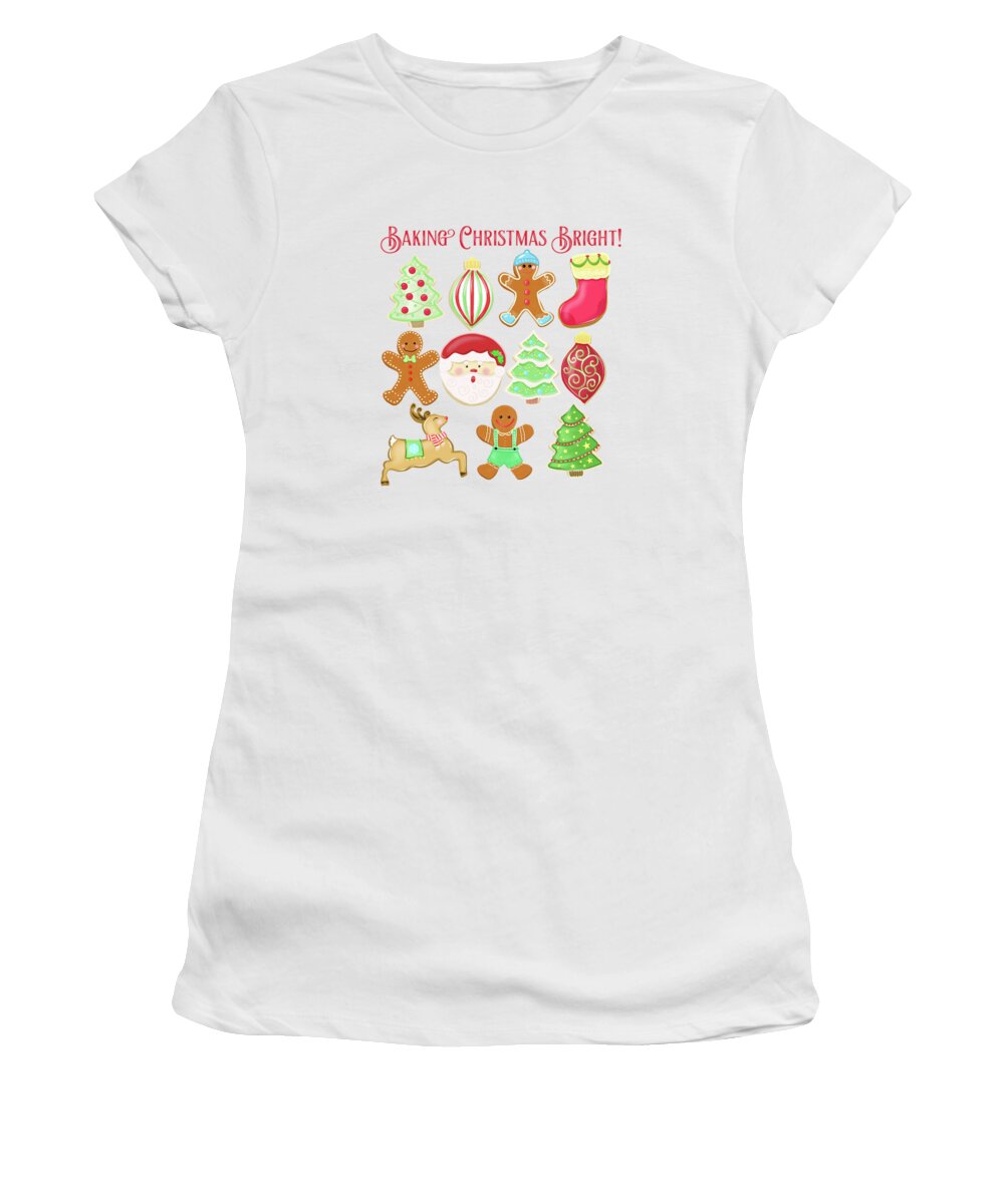 Baking Women's T-Shirt featuring the painting Baking Christmas Bright by Little Bunny Sunshine