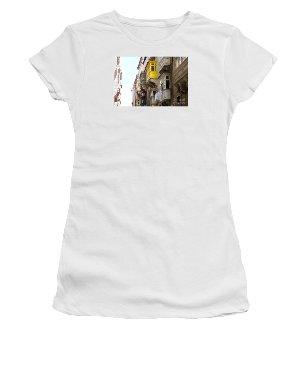 Balconies Women's T-Shirt featuring the photograph Balconies of Valletta 1 by Jasna Buncic
