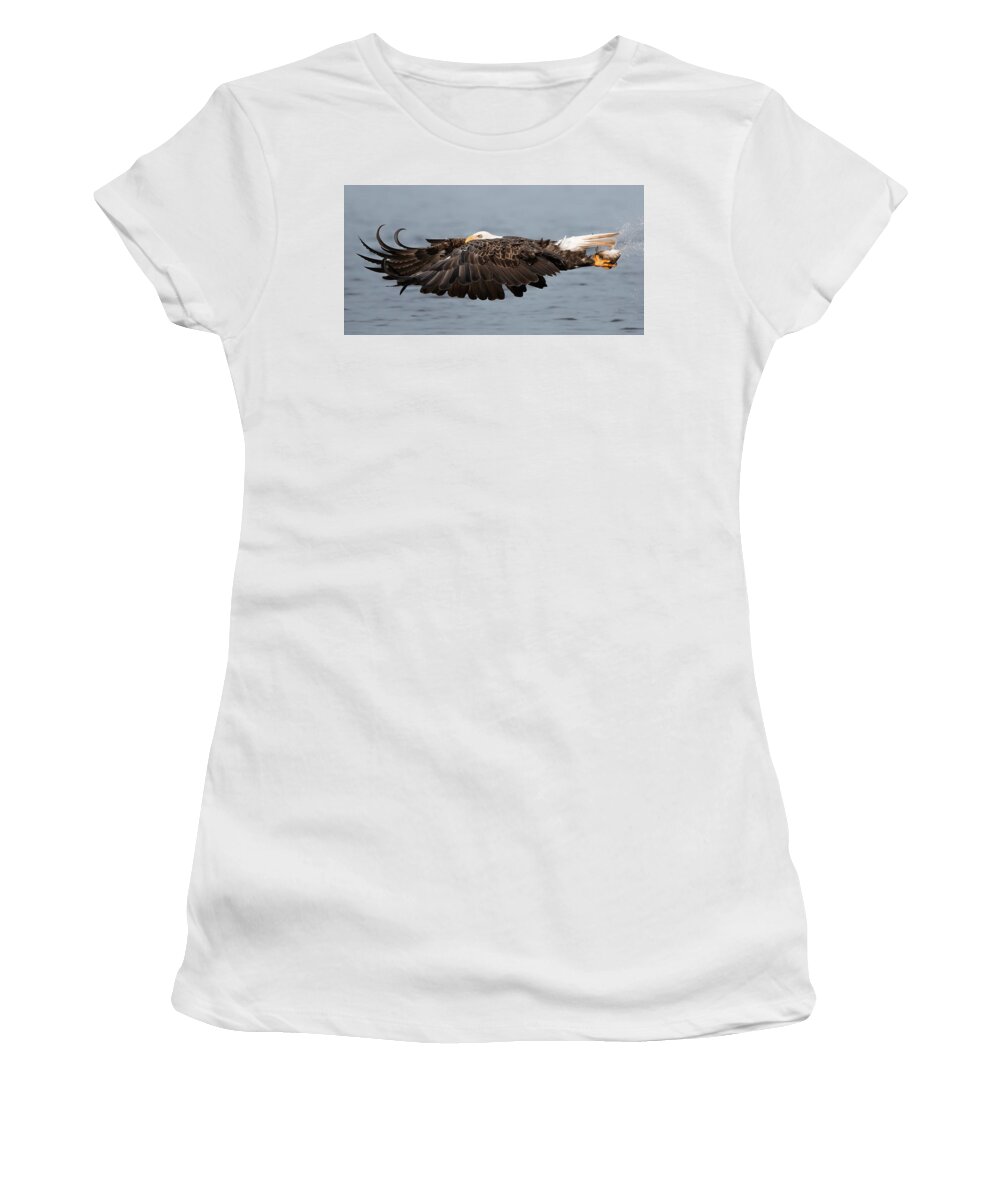 Bald Women's T-Shirt featuring the photograph Bald Eagle and Fish by Jack Nevitt